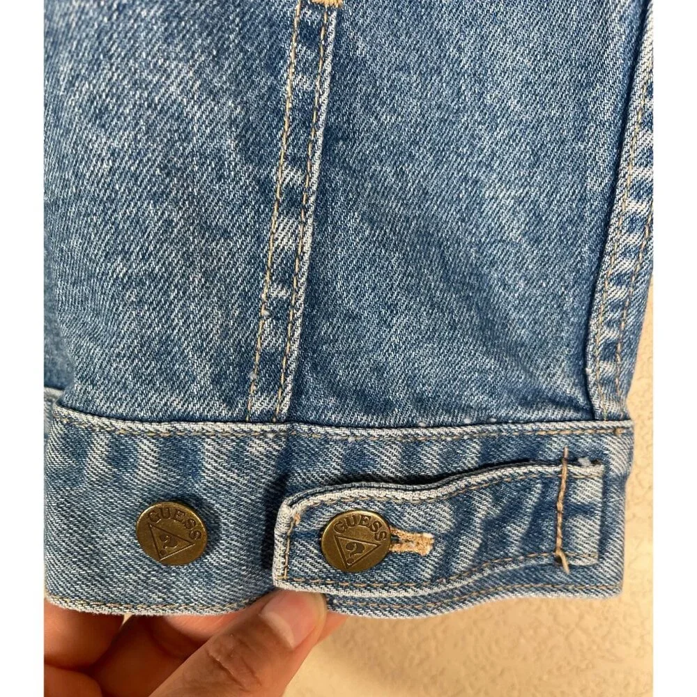 Vintage GUESS George Marciano Denim Trucker Jacket 90's Youth Unisex - Picture 9 of 10